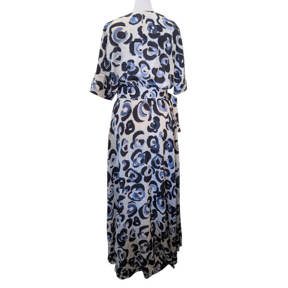 Lafayette 148 New York Silk Blue Leopard Belted Dress XS - Picture 5 of 12